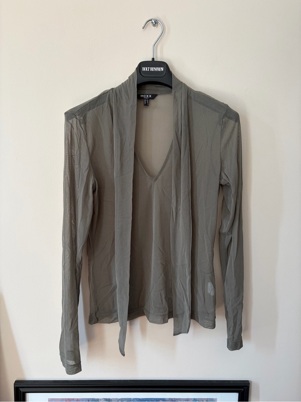 Mexx Lightweight Olive Green Open Front Cardigan